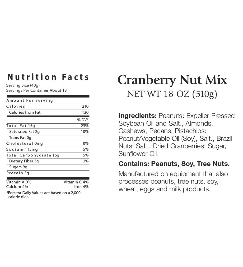 Cranberry Nut Mix, 18 oz. Resealable Tin