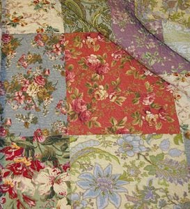 Cotton Wildflower Patchwork Block Reversible Bedspread And Shams