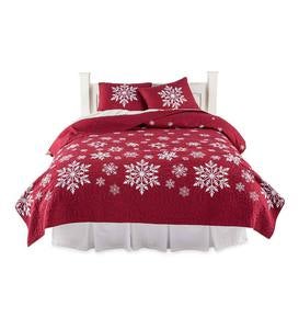 Falling Snow Embroidered Quilt Set, Twin