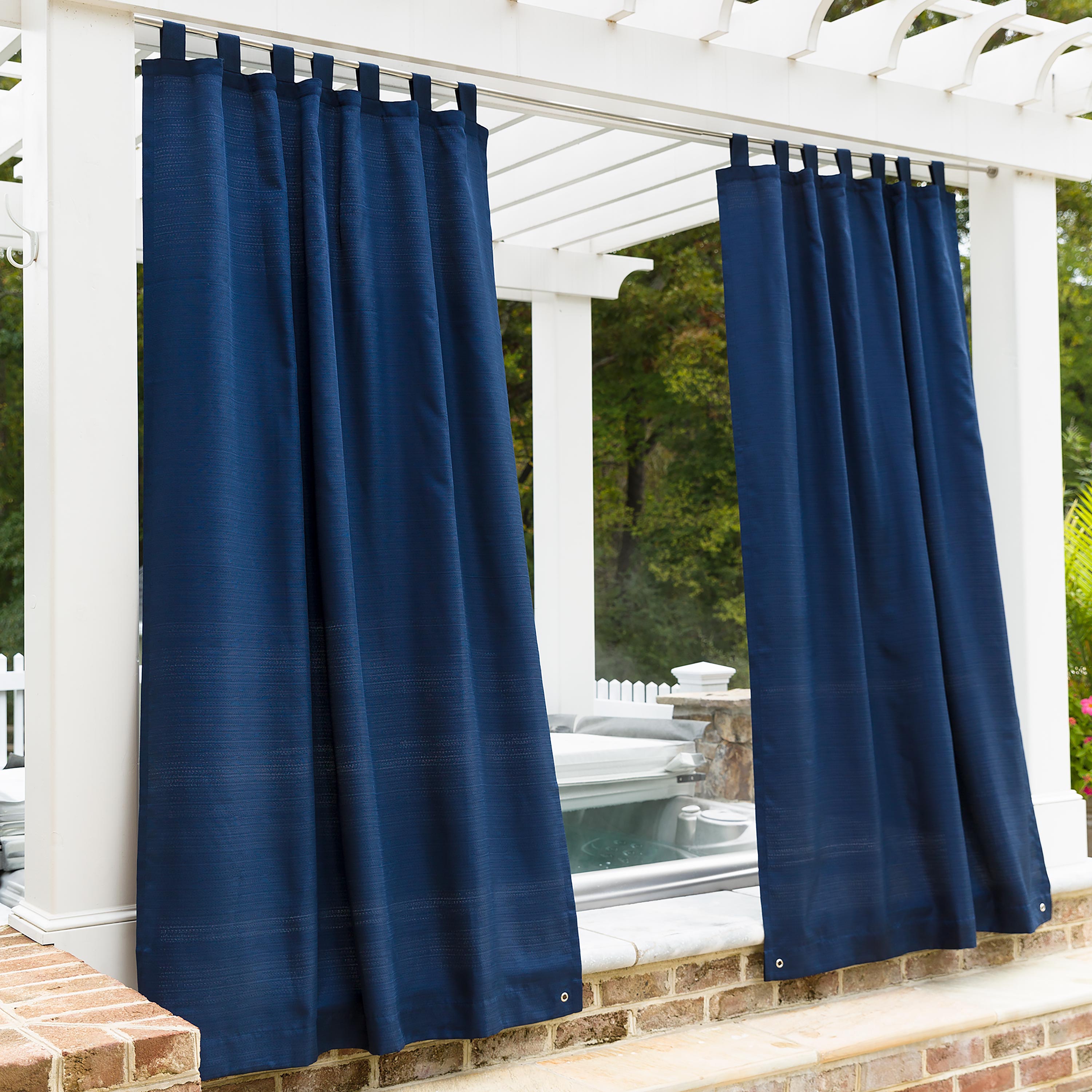 Grasscloth Outdoor Curtain Panel with Grommet Top, 110"W x 84"L