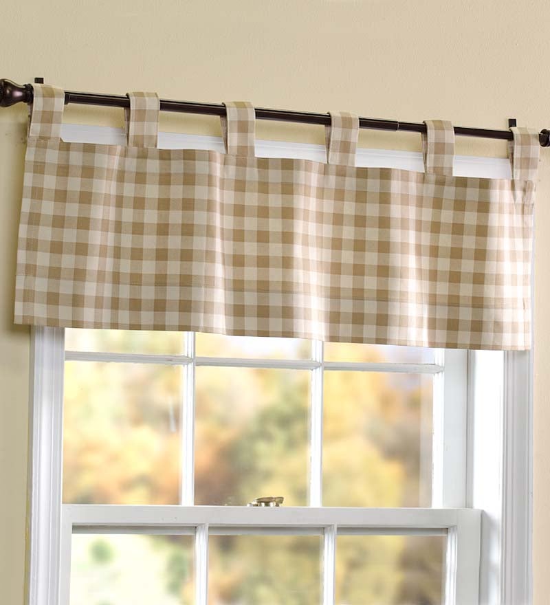 Thermalogic Check Tab-Top Valance Curtain, 15"L x 40"W