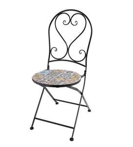 Mosaic Tile 3-Piece Bistro Set with Folding Chairs and Table