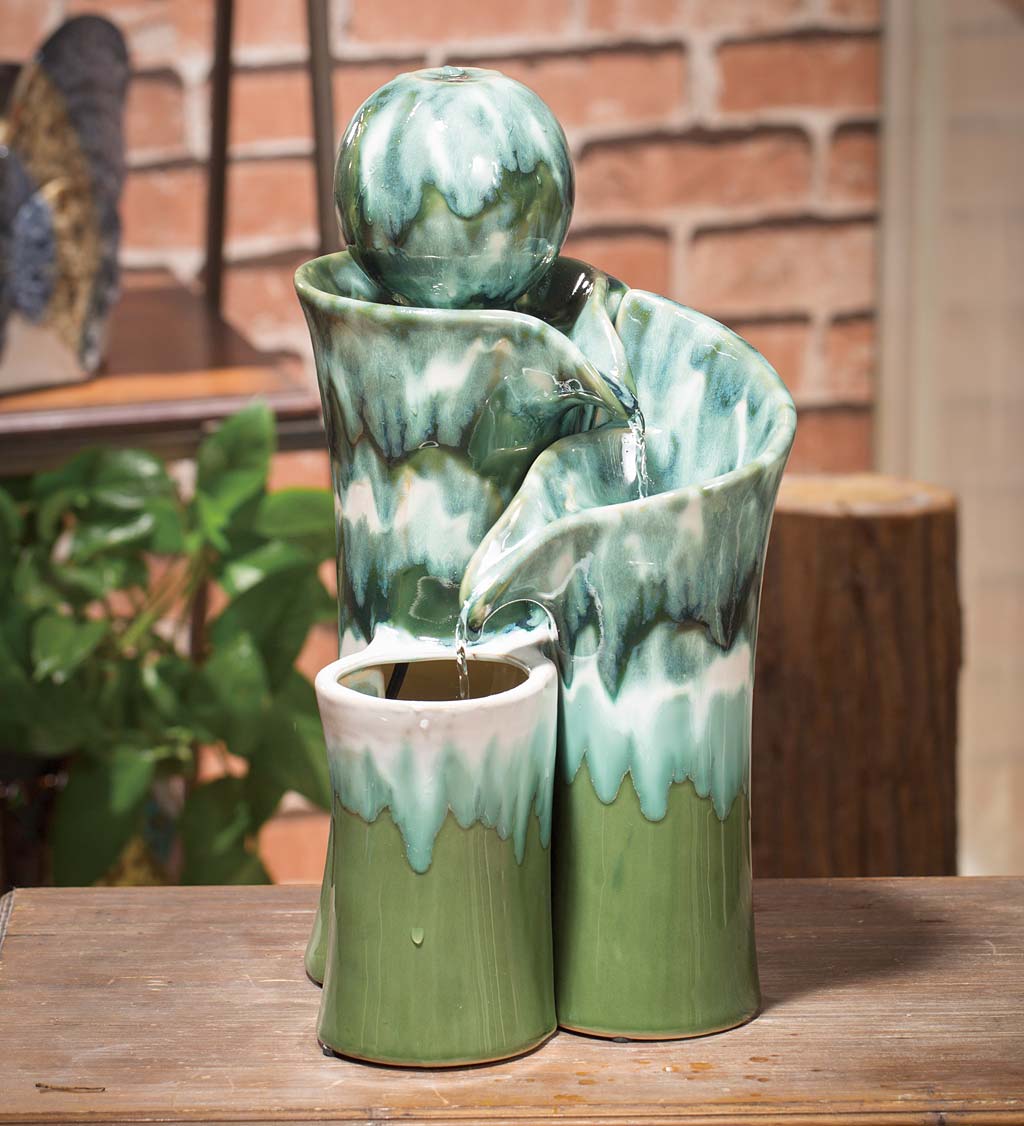 Ceramic Green Globe Water Fountain