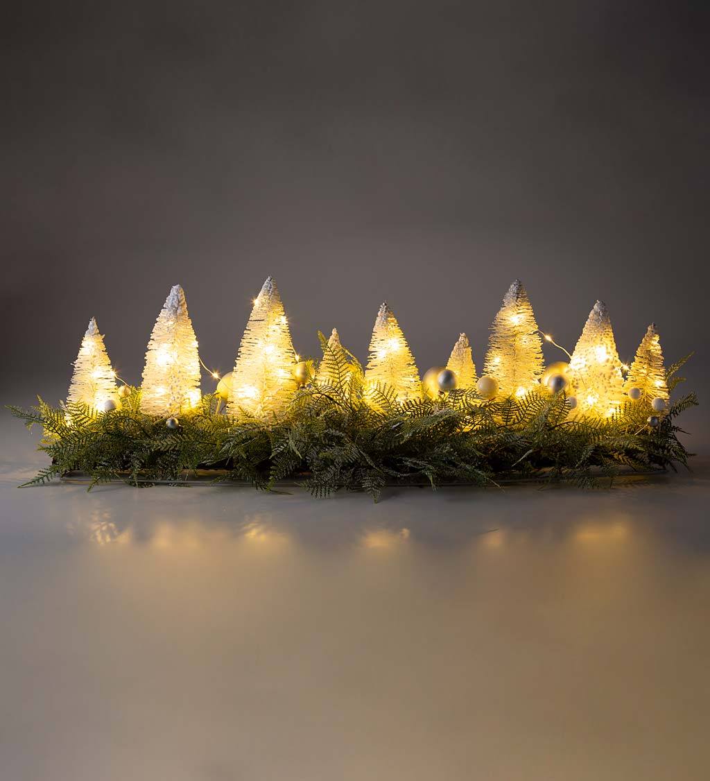 Lighted Holiday Centerpiece with Bottle Brush Trees