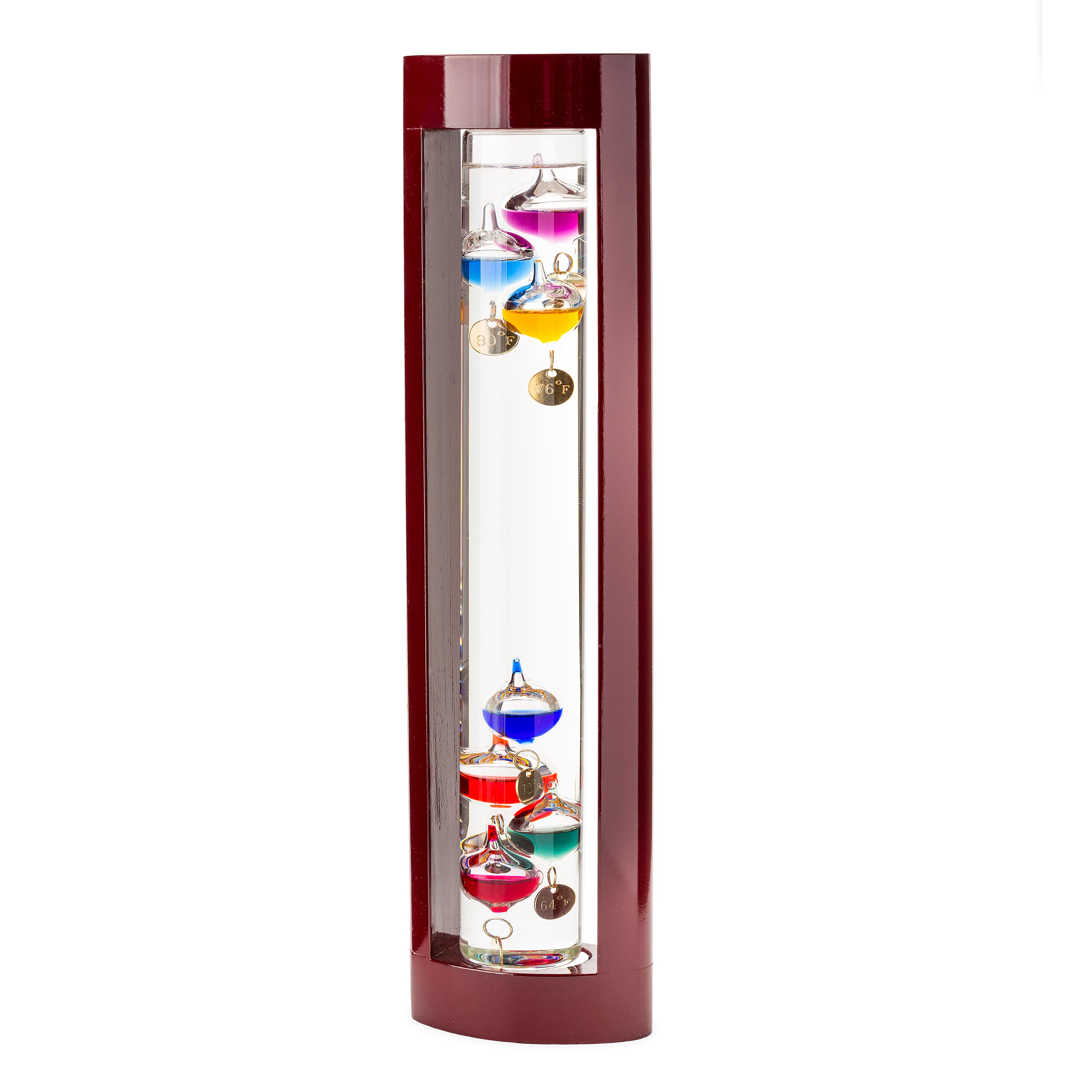 Galileo Thermometer with Cherry Finish Wood Frame