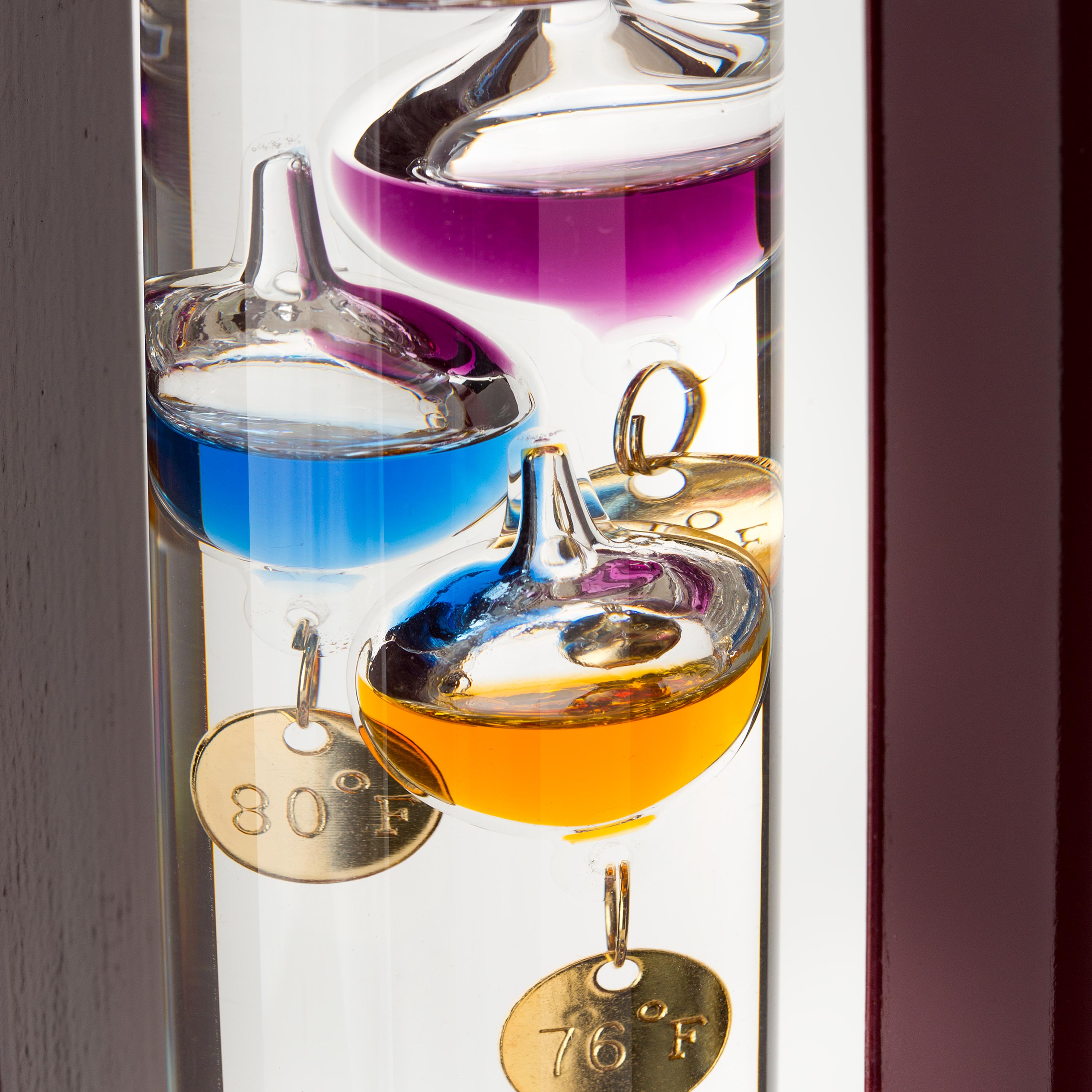 Galileo Thermometer with Cherry Finish Wood Frame