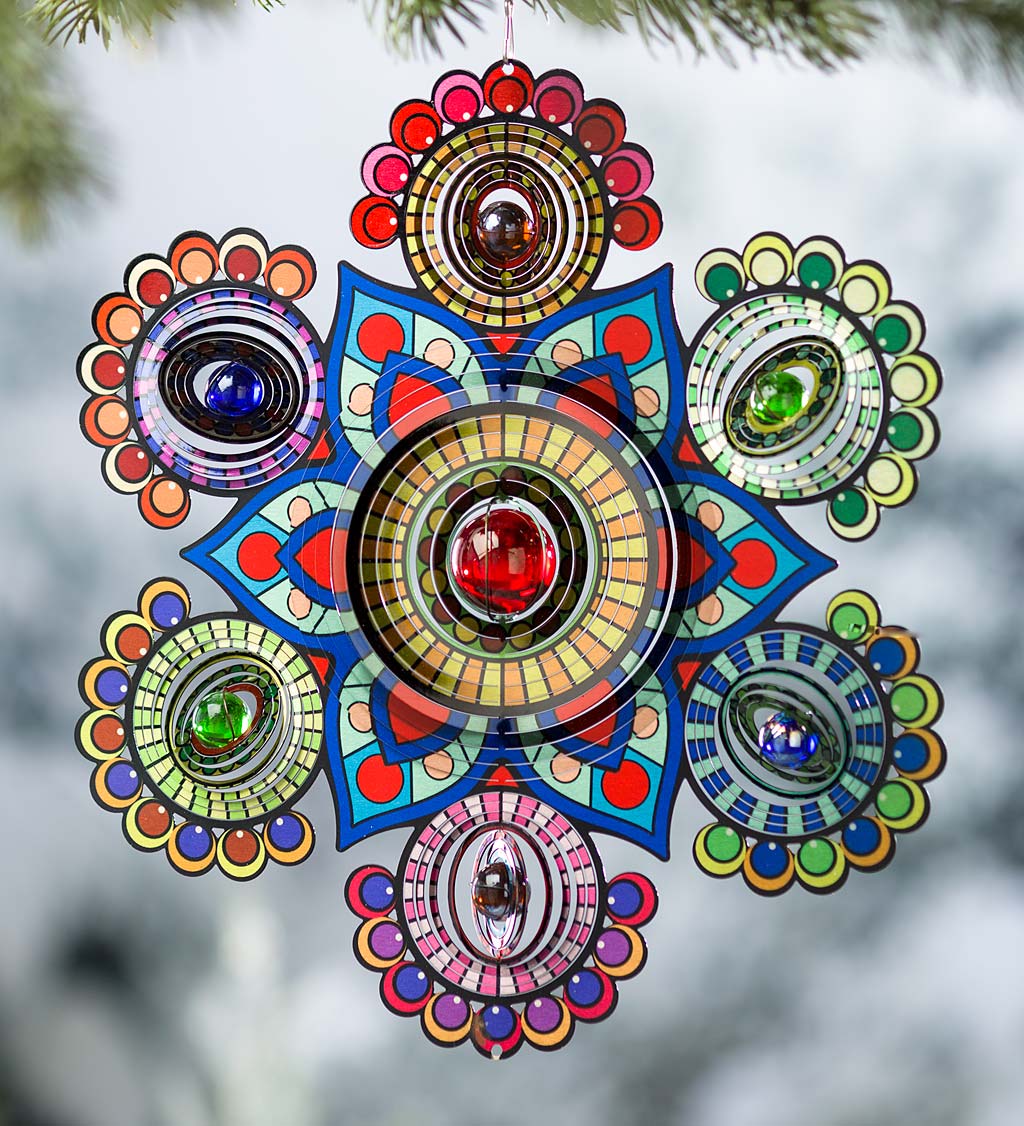 Hanging Glass Beaded Metal Optical Illusion Spinner