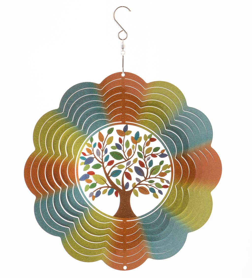 Tree of Life Optical Illusion Hanging Metal Spinner