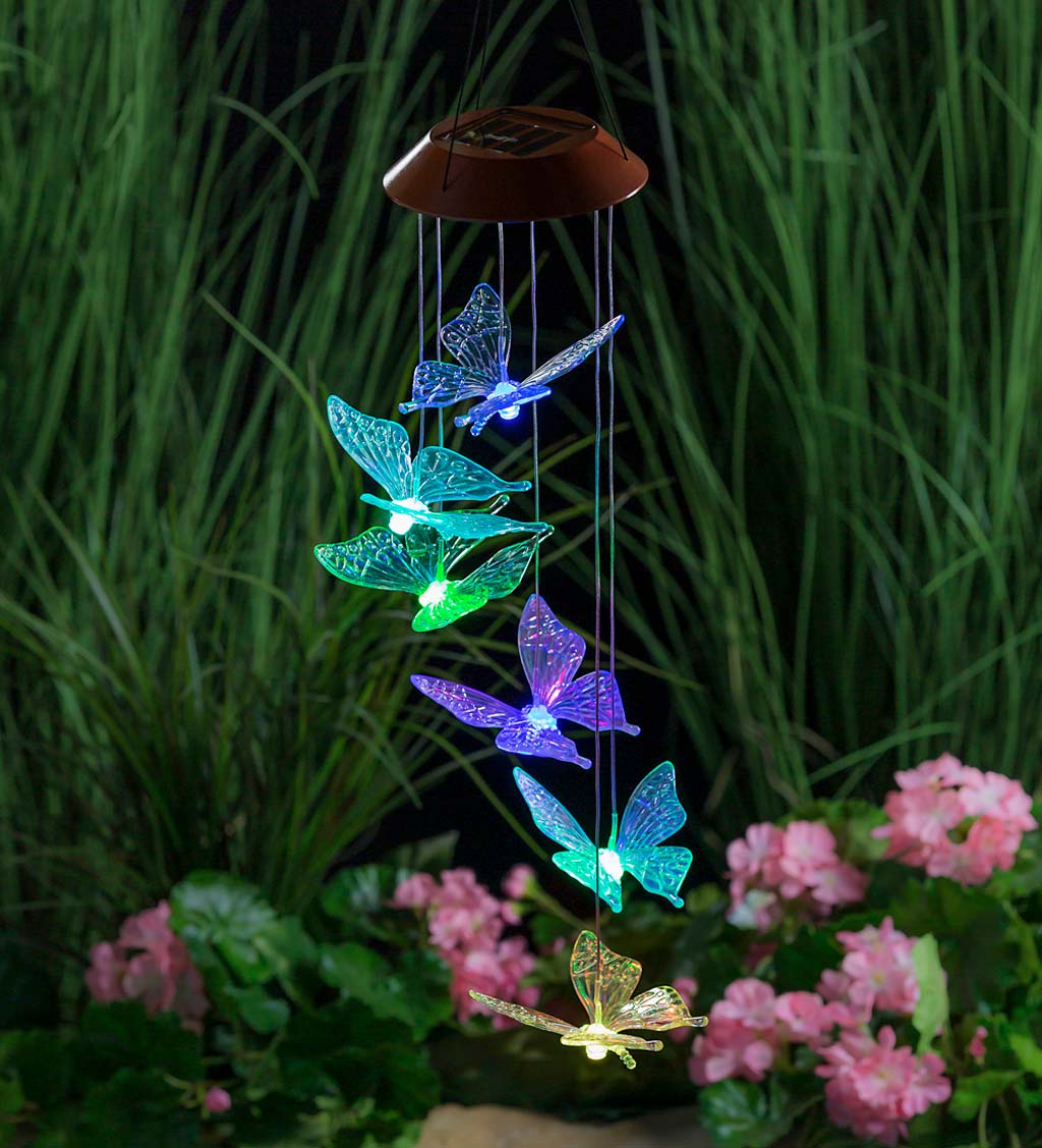 Color Changing Solar Mobile with Iridescent Butterflies