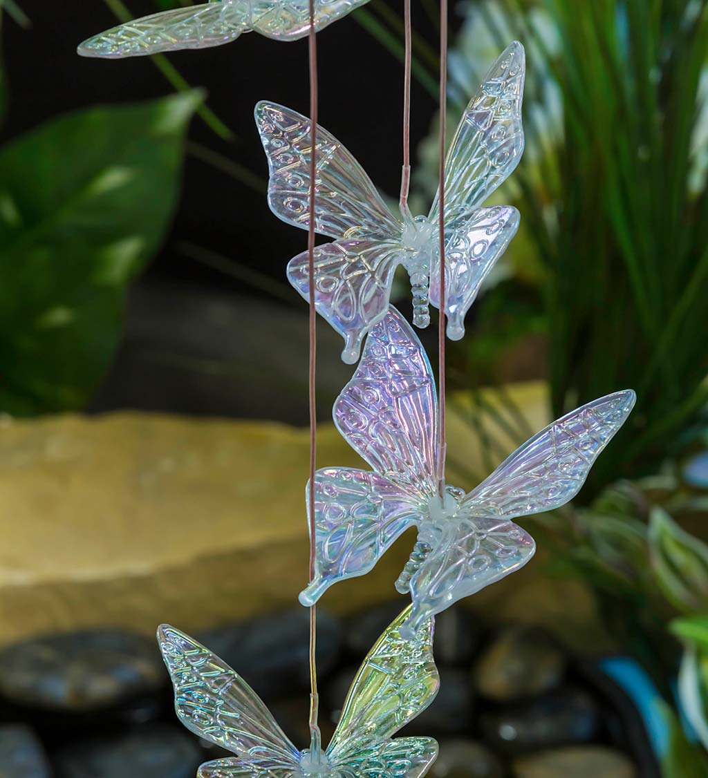 Color Changing Solar Mobile with Iridescent Butterflies