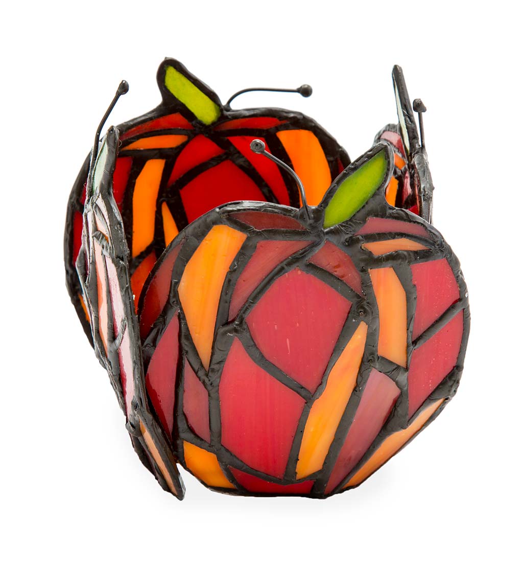 Stained Glass Apple Votive Candle Holder