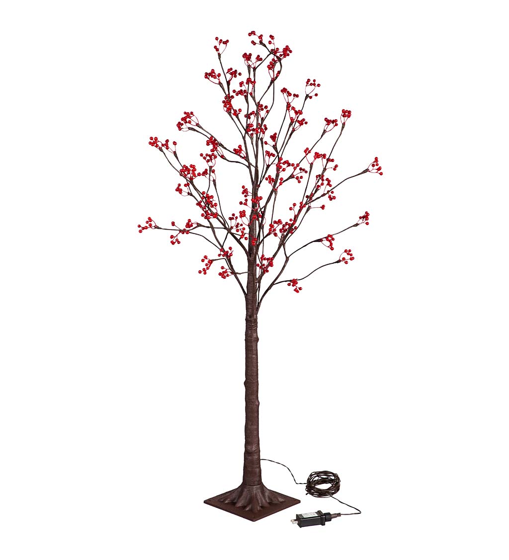 Indoor/Outdoor Electric Lighted Red Berry Tree