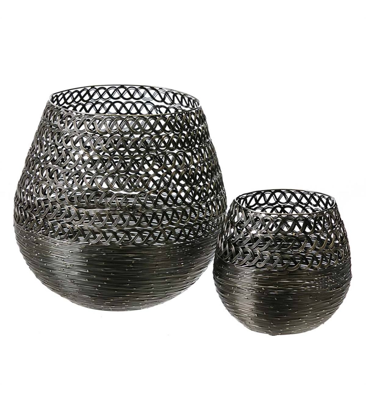 Metal Woven Baskets, Set of 2