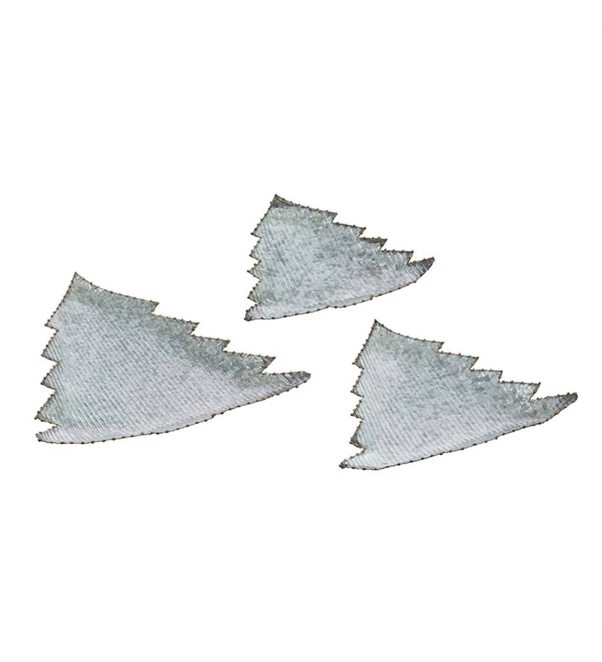 Galvanized Metal Tree Shaped Trays, Set of 3