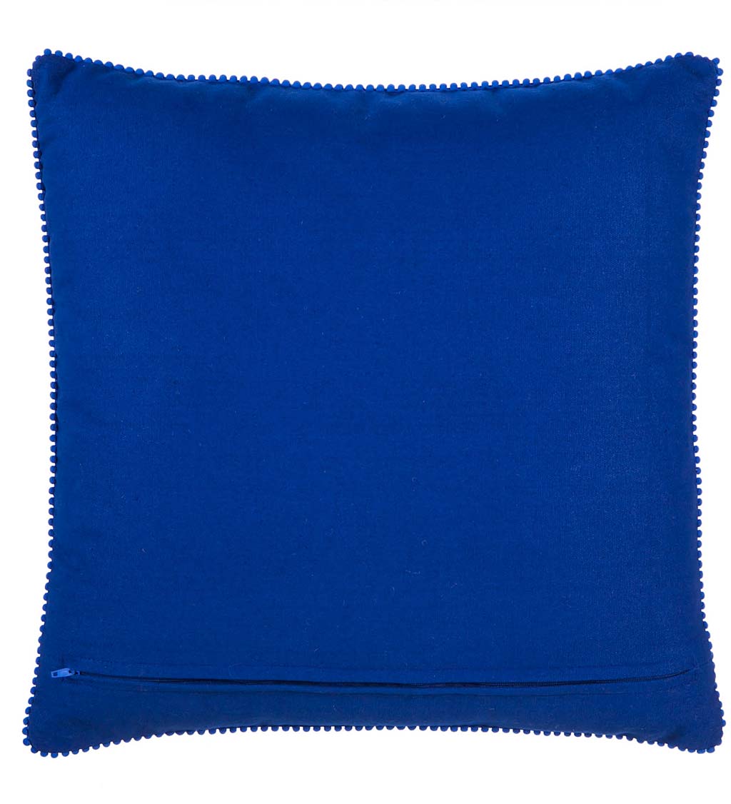 Blissful Blue Patterned Embroidered Pillow