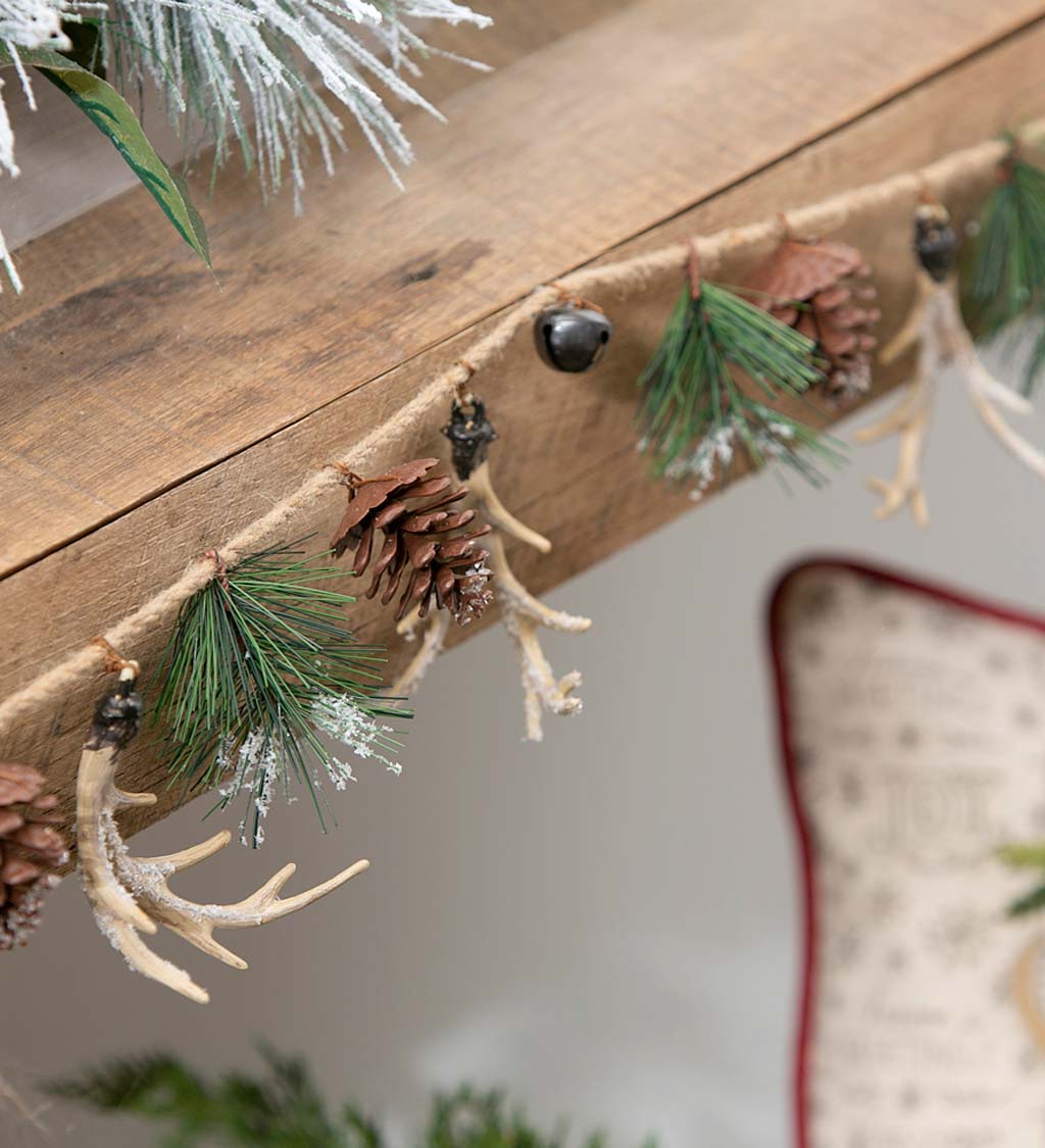 Snow Dusted Pinecone and Antler Rope Garland