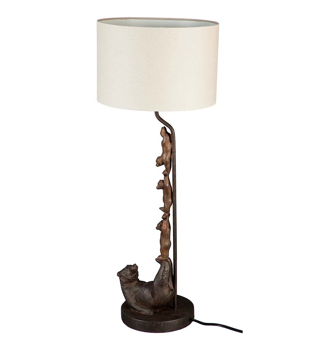 Balancing Bear Family Table Lamp with Shade