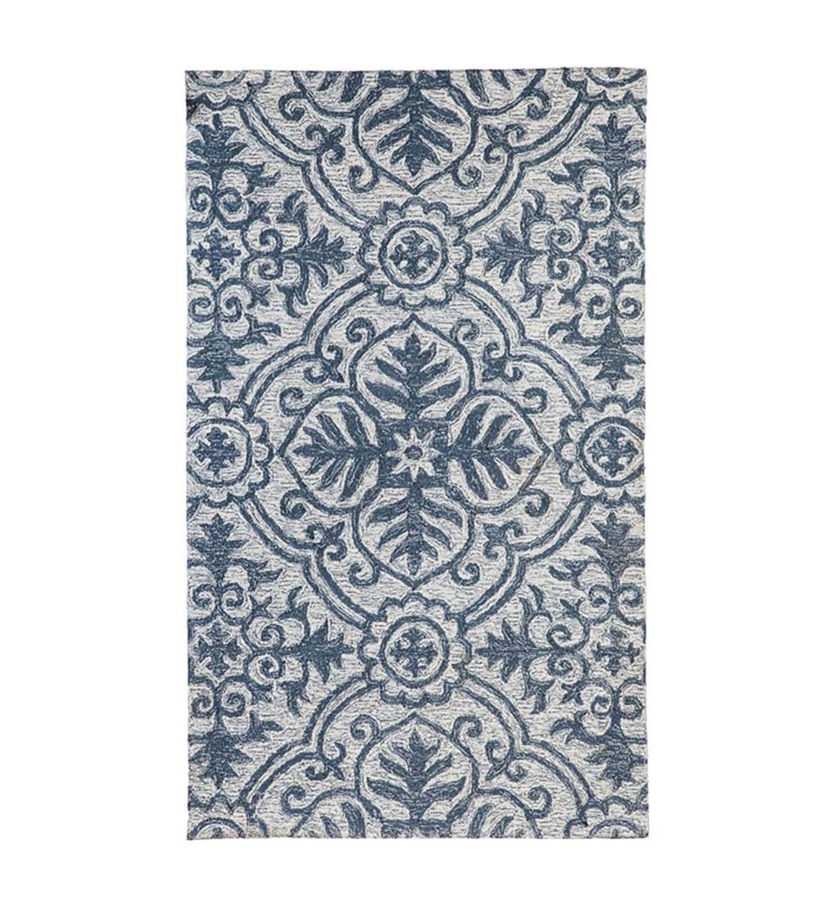 Indoor/Outdoor Denim Blue Patterned Rug - Denim