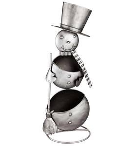 Tiered Snowman Metal Statement Planter