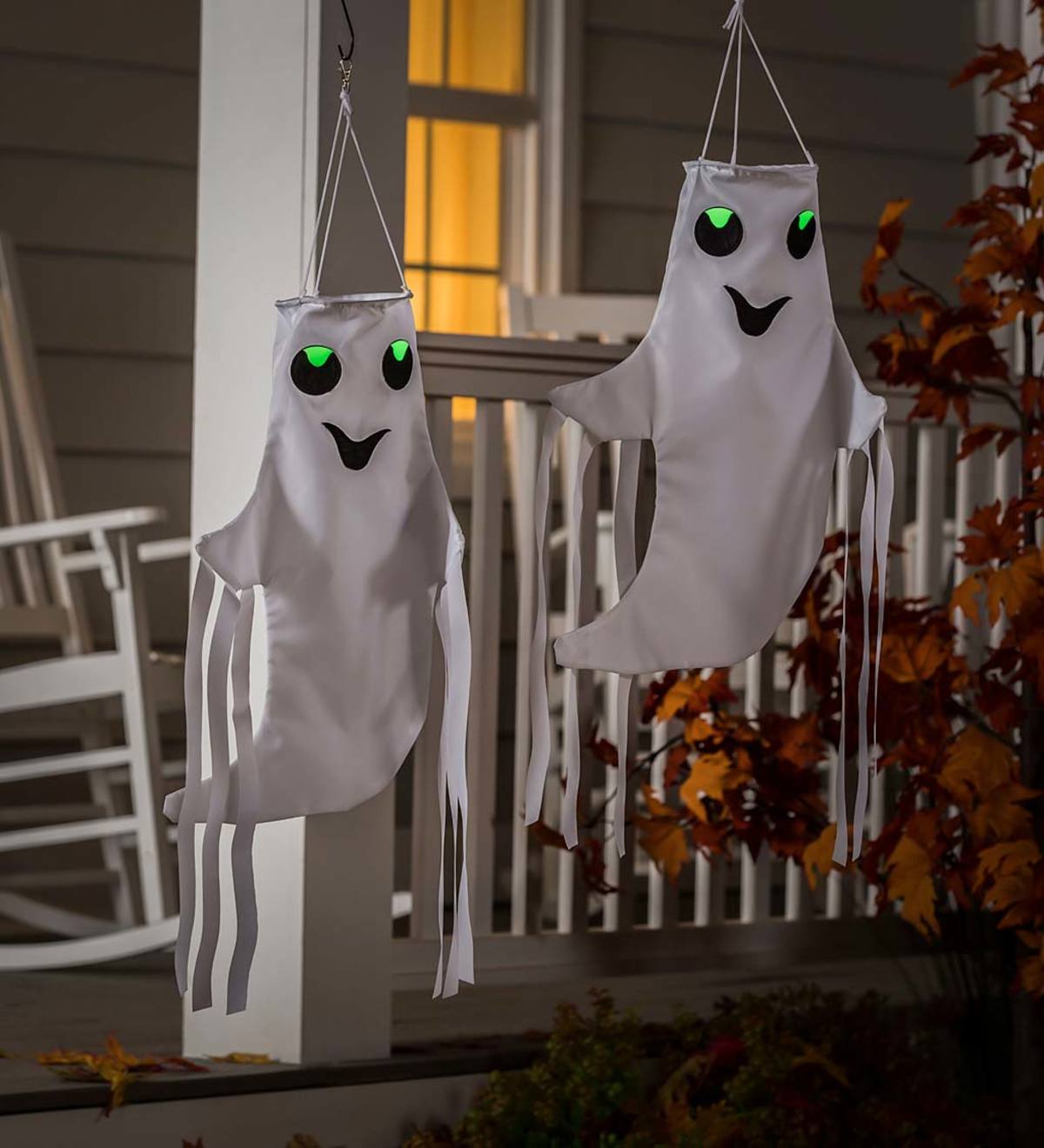 Set of 2 Halloween Smiling Ghost 12" 3D Windsocks