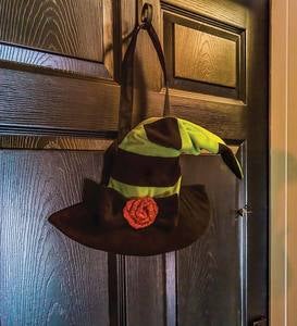 Halloween Witch Hat Burlap Motion-Activated Door Decor