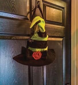 Halloween Witch Hat Burlap Motion-Activated Door Decor