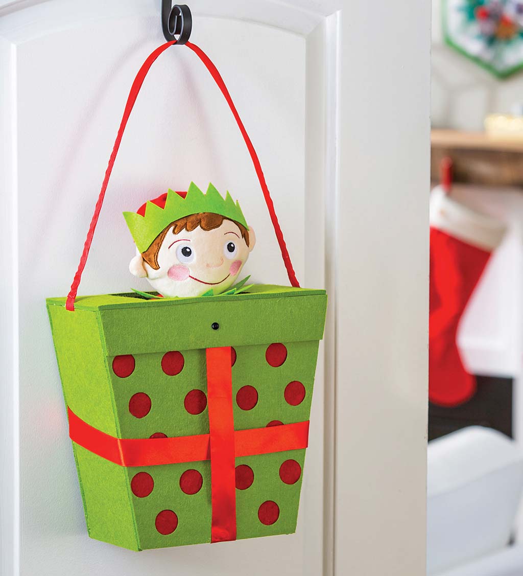 Elf In A Gift Box Motion-Activated Musical Door Décor