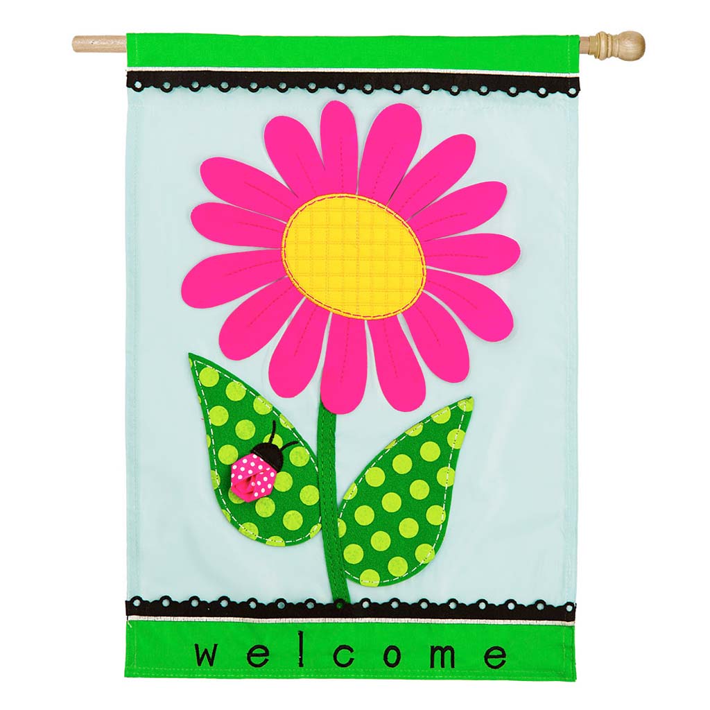 Welcome Daisy Applique House Flag