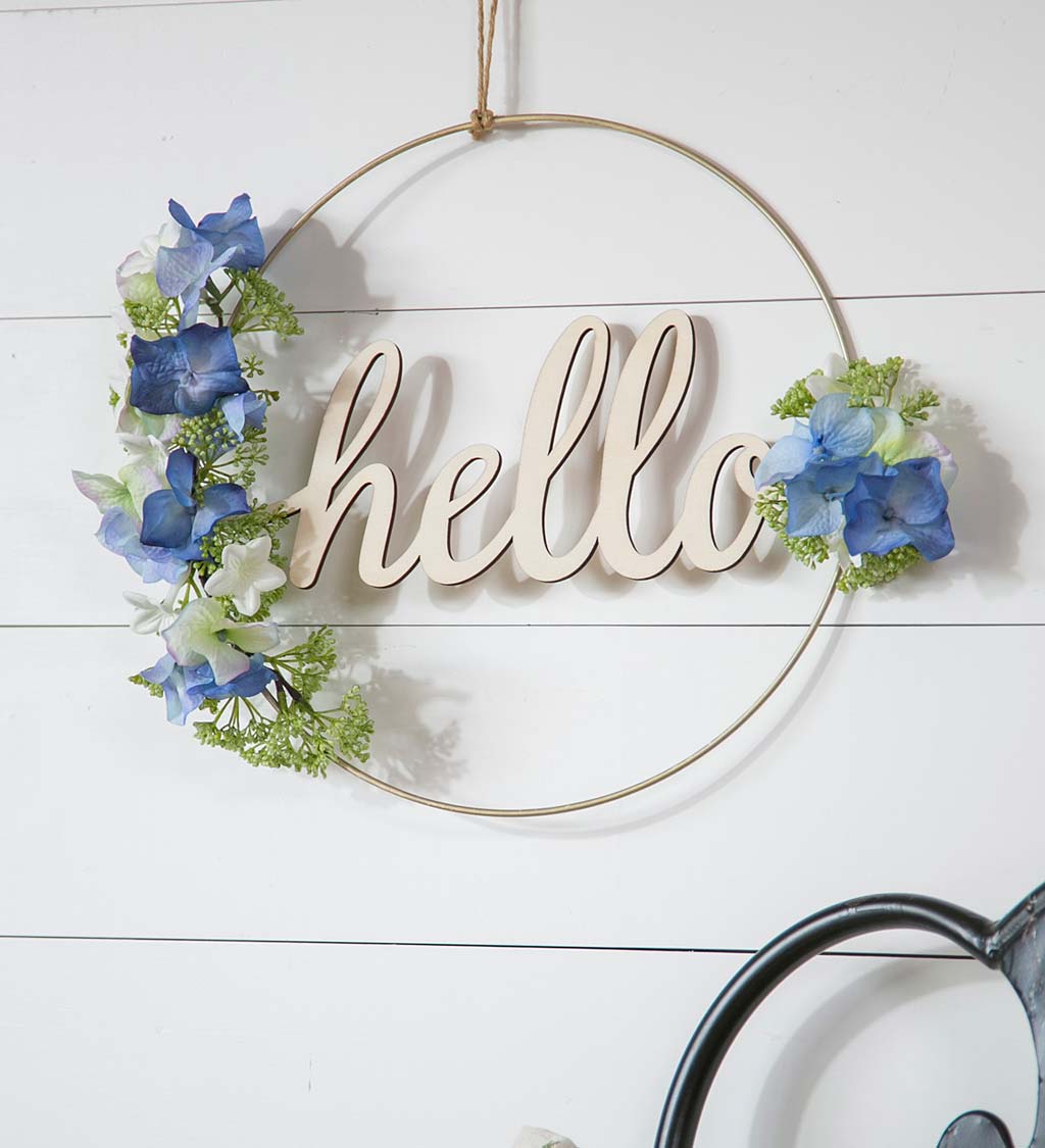 Blue and White Floral Hoop Wall Décor