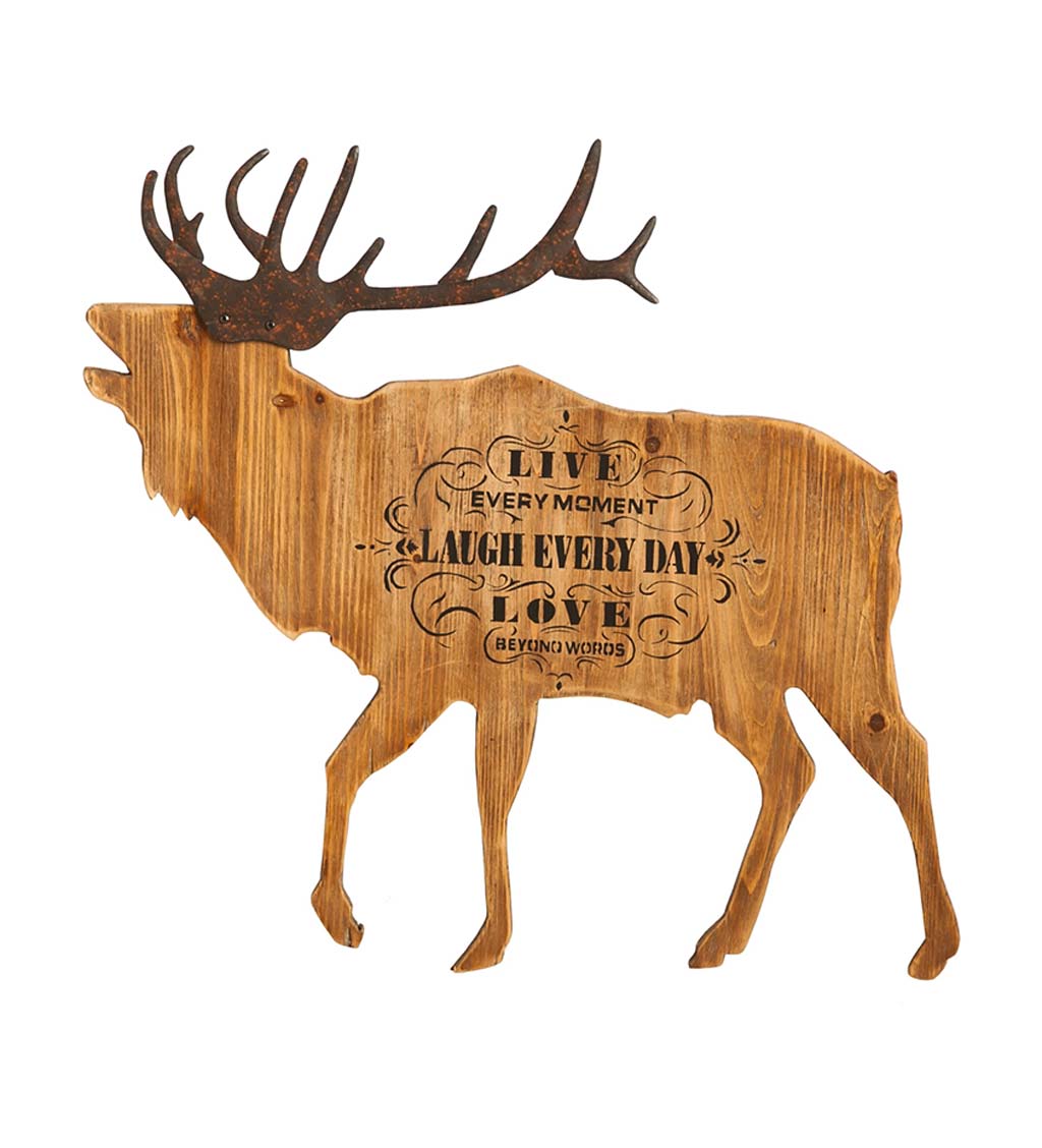 Mixed Media Live Laugh Love Elk Wall Art