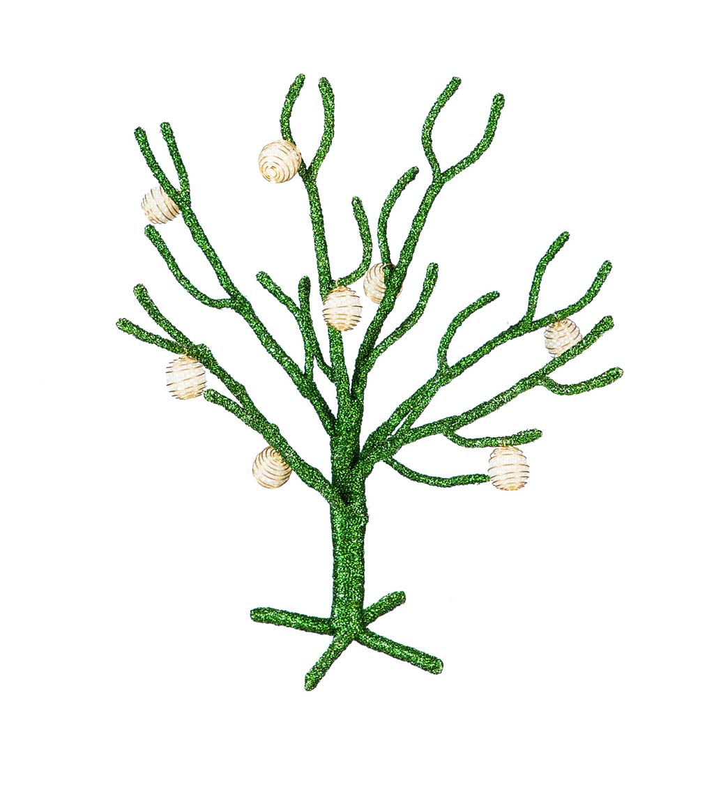 Metallic Holiday Trees with Ornaments, Set of 4