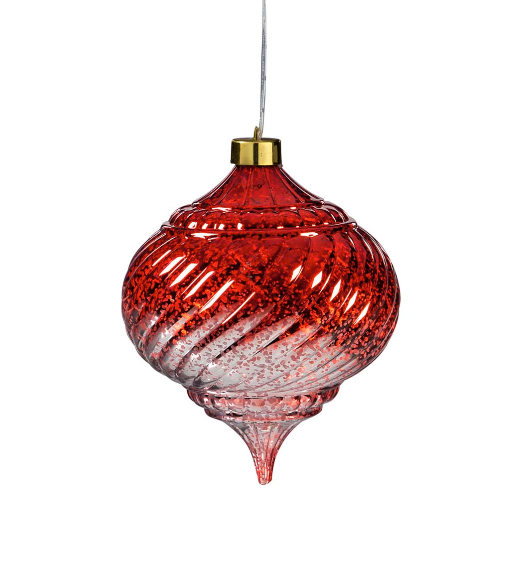 8" Indoor/Outdoor Shatterproof Lighted Ombre Onion Ornaments, Set of 2