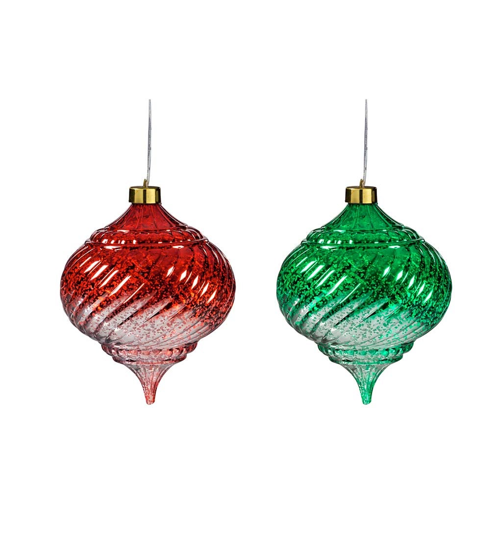 8" Indoor/Outdoor Shatterproof Lighted Ombre Onion Ornaments, Set of 2