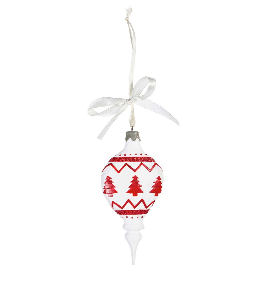 Red and White Festive Ornaments, Set of 2