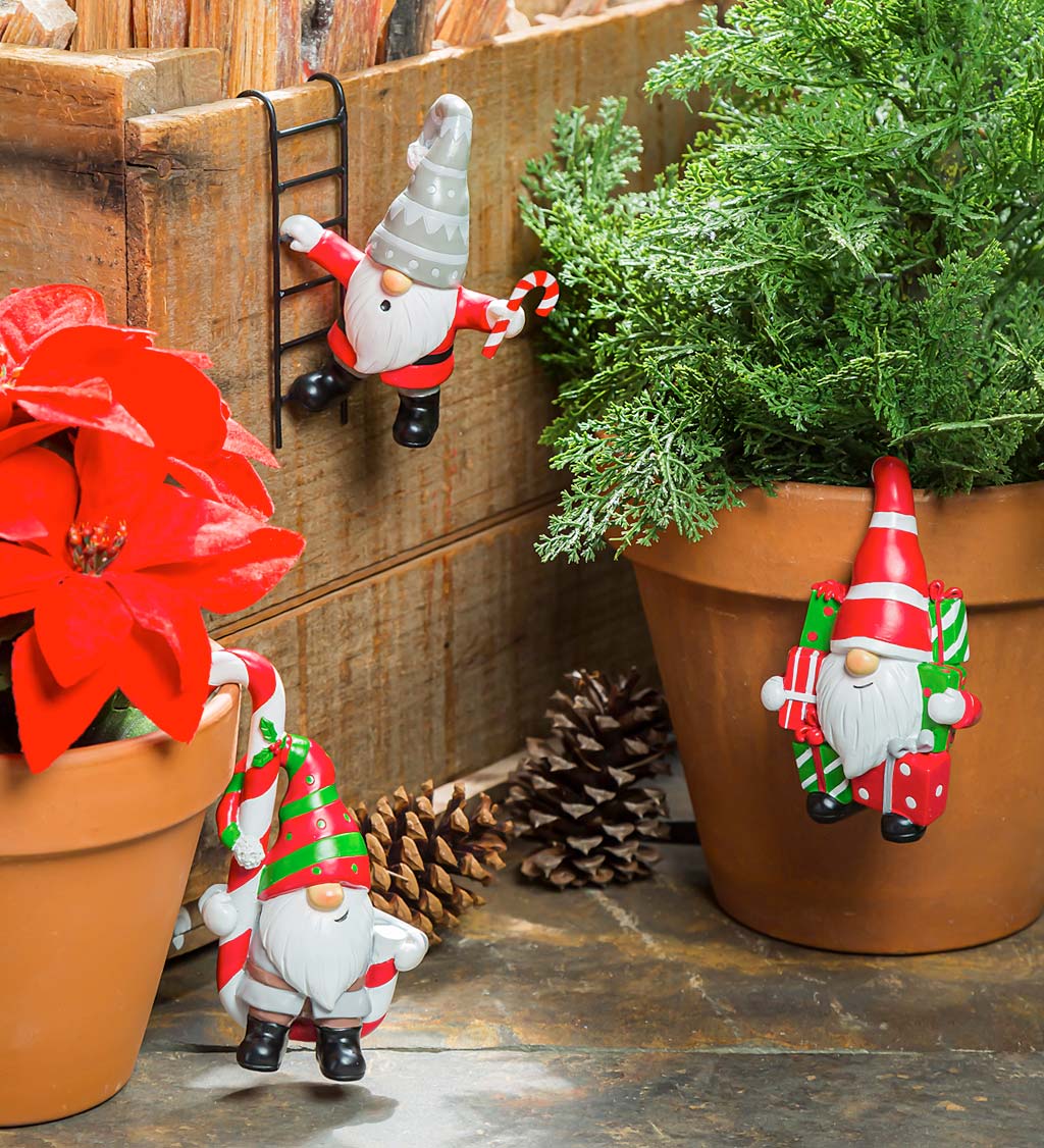 Holiday Gnome Pot Percher, Set of 3