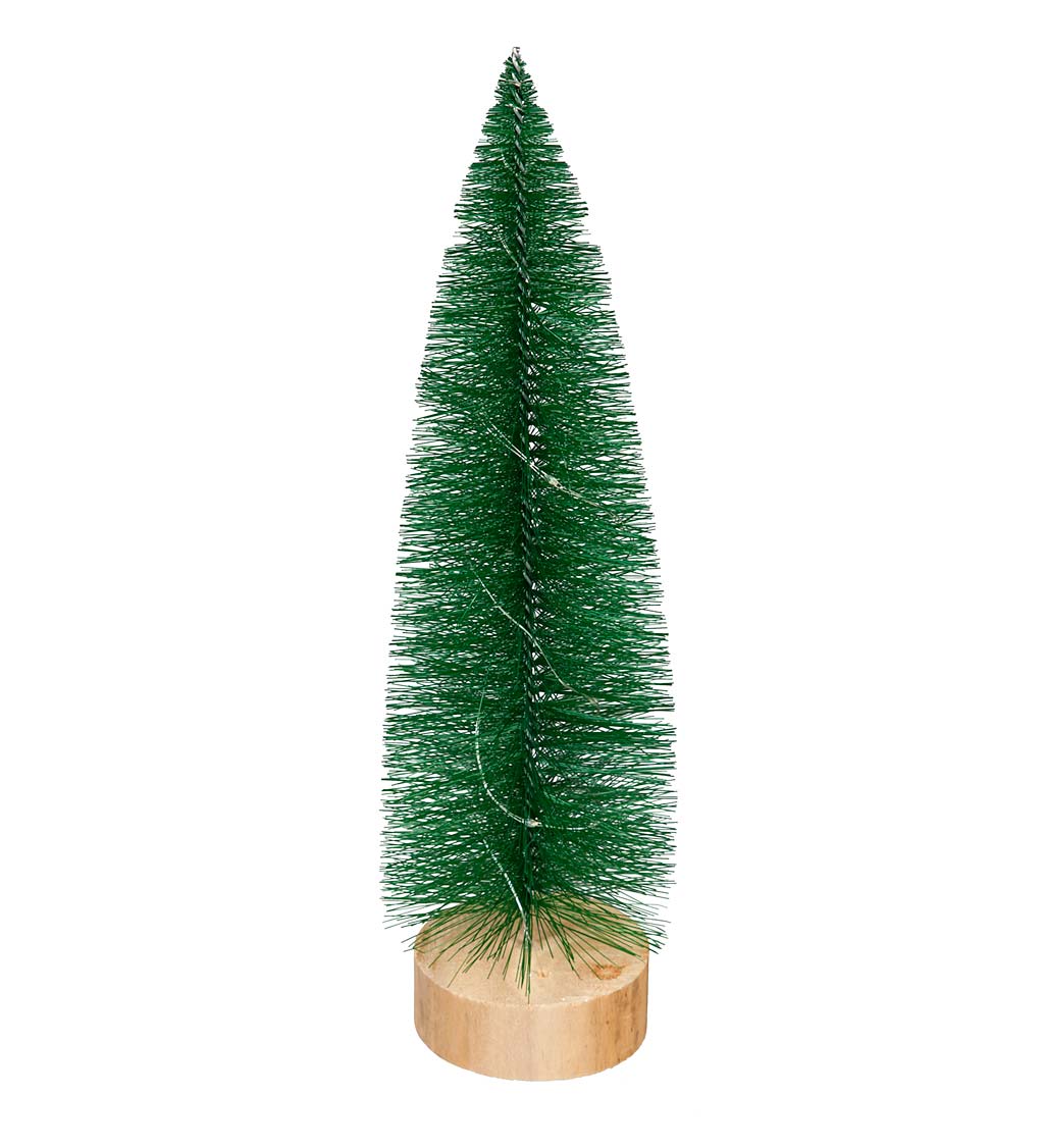 Bottle Brush Trees with LED String Lights, Set of 3