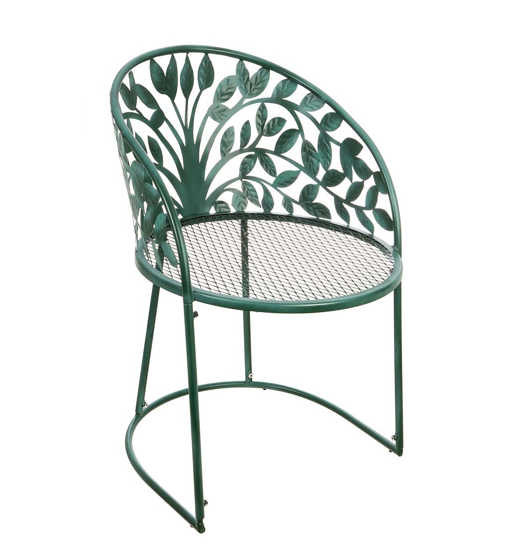 Tree of Life Metal Garden Chair with Side Table, 2-Piece Set