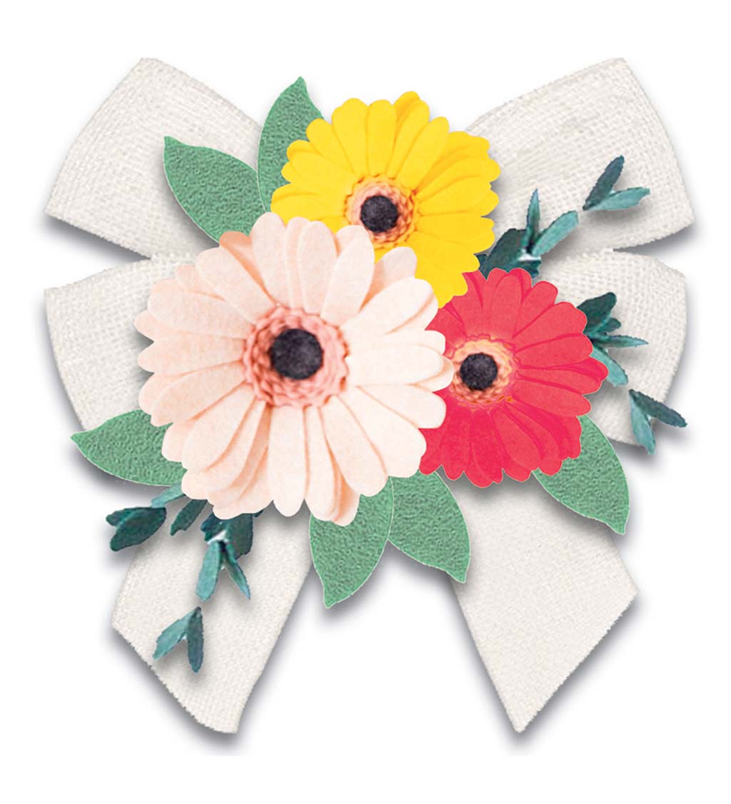 Gerber Daisies with Bow Door Decor