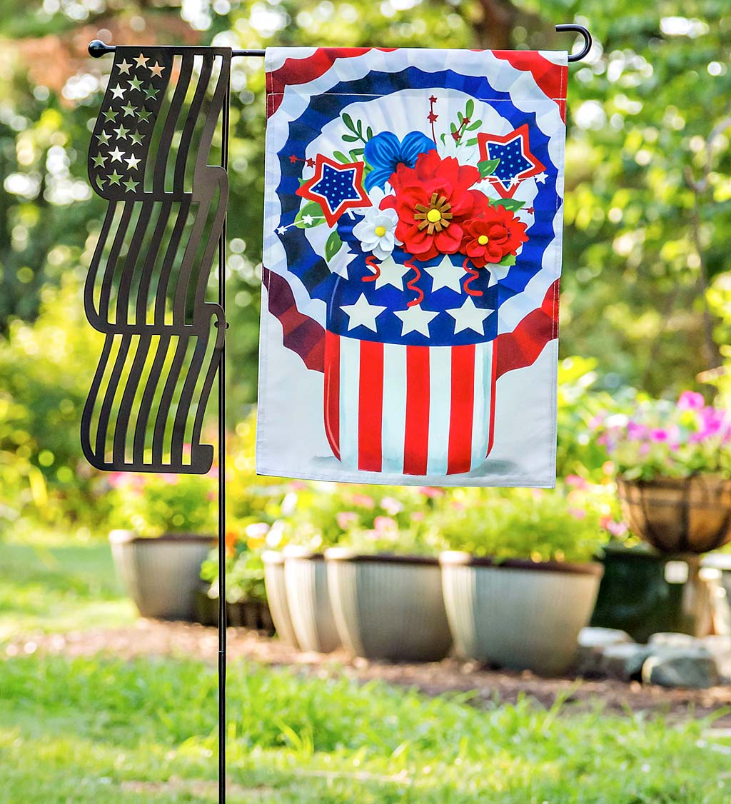 Americana Mason Jar Bunting Bouquet Linen Garden Flag