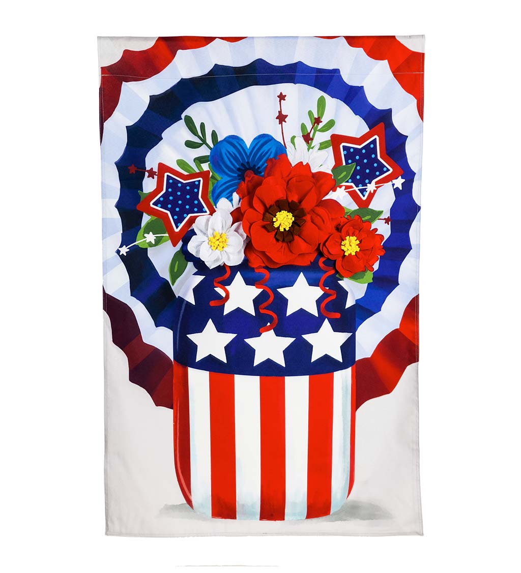 Americana Mason Jar Bunting Bouquet Linen Garden Flag