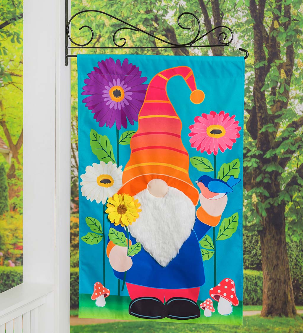 Garden Gnome Linen House Flag