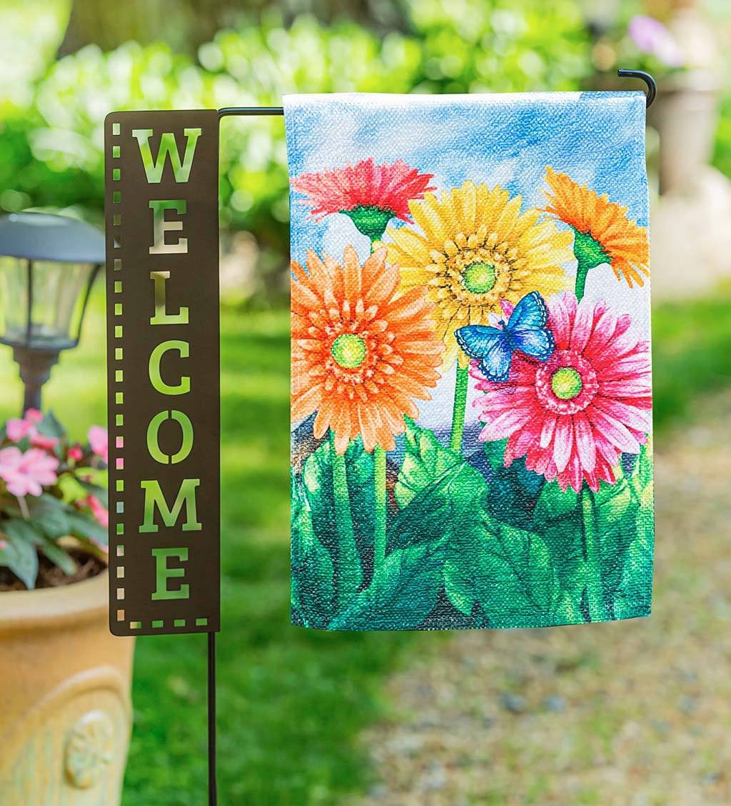 Laser Cut Welcome Sign Garden Flag Stand