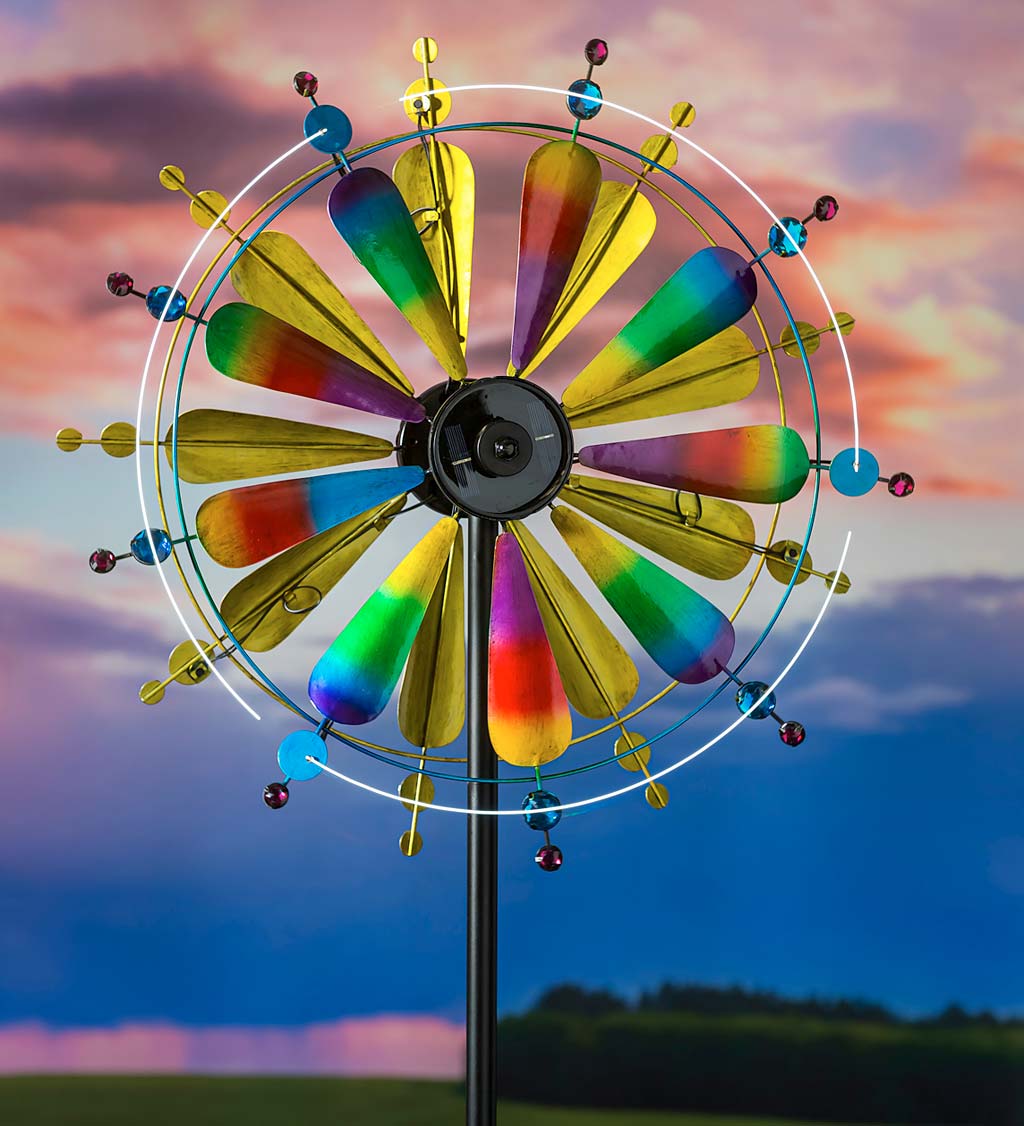 Party Of Color Solar Lighted Metal Wind Spinner