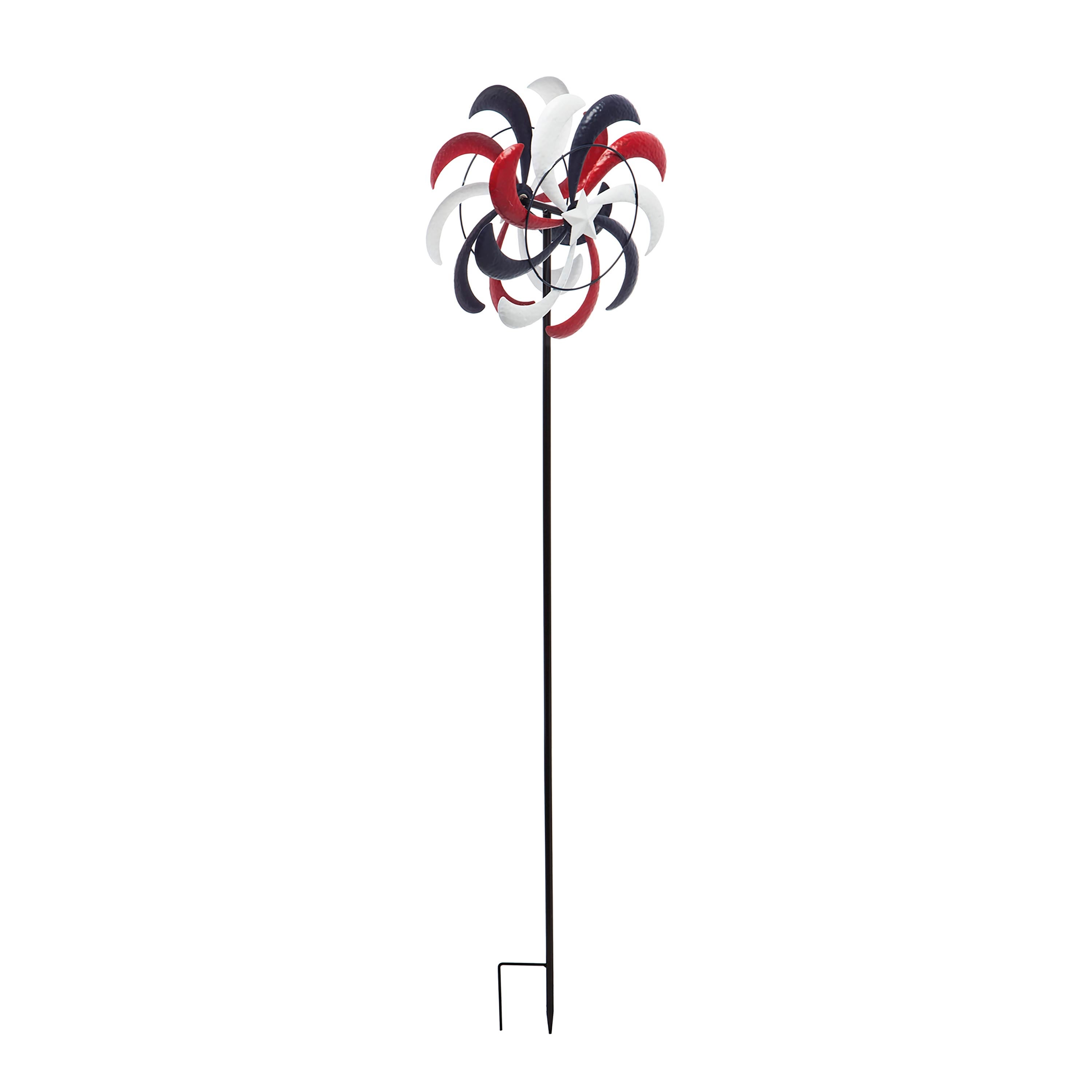 Red, White and Blue Stars and Swirls Americana Wind Spinner