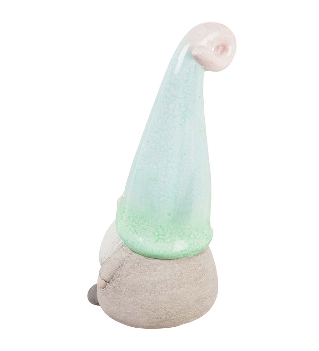 Ceramic Garden Gnomes with Ombre Hats, Set of 2