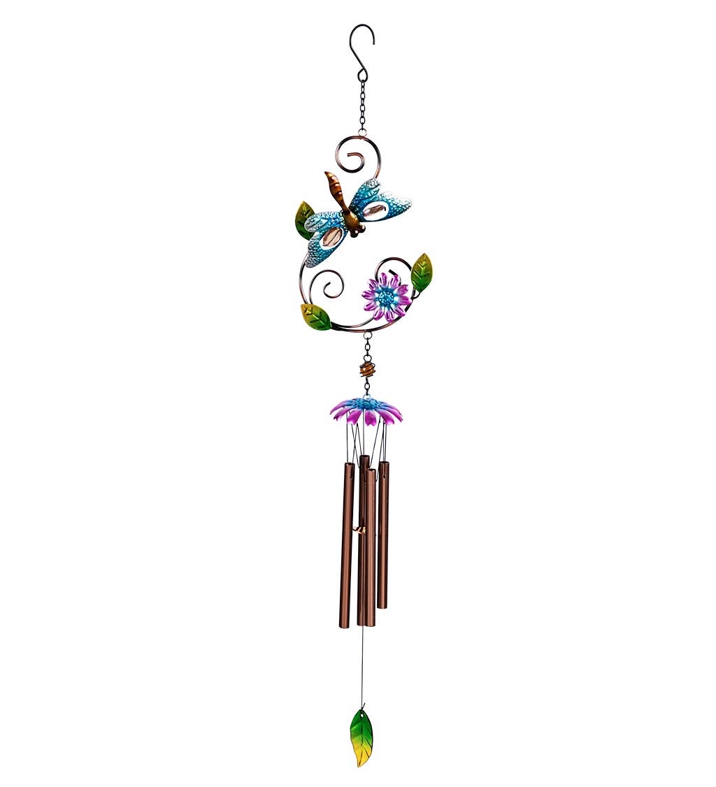 Metal Fluttering Butterfly and Bee Wind Chimes, Set of 2