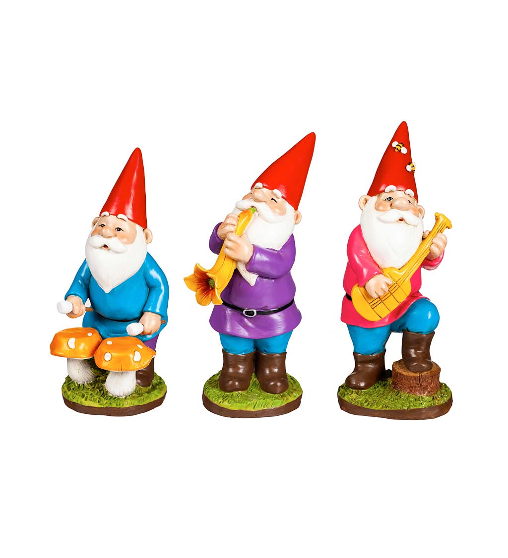 Garden Gnome Musical Trio Statues, Set of 3