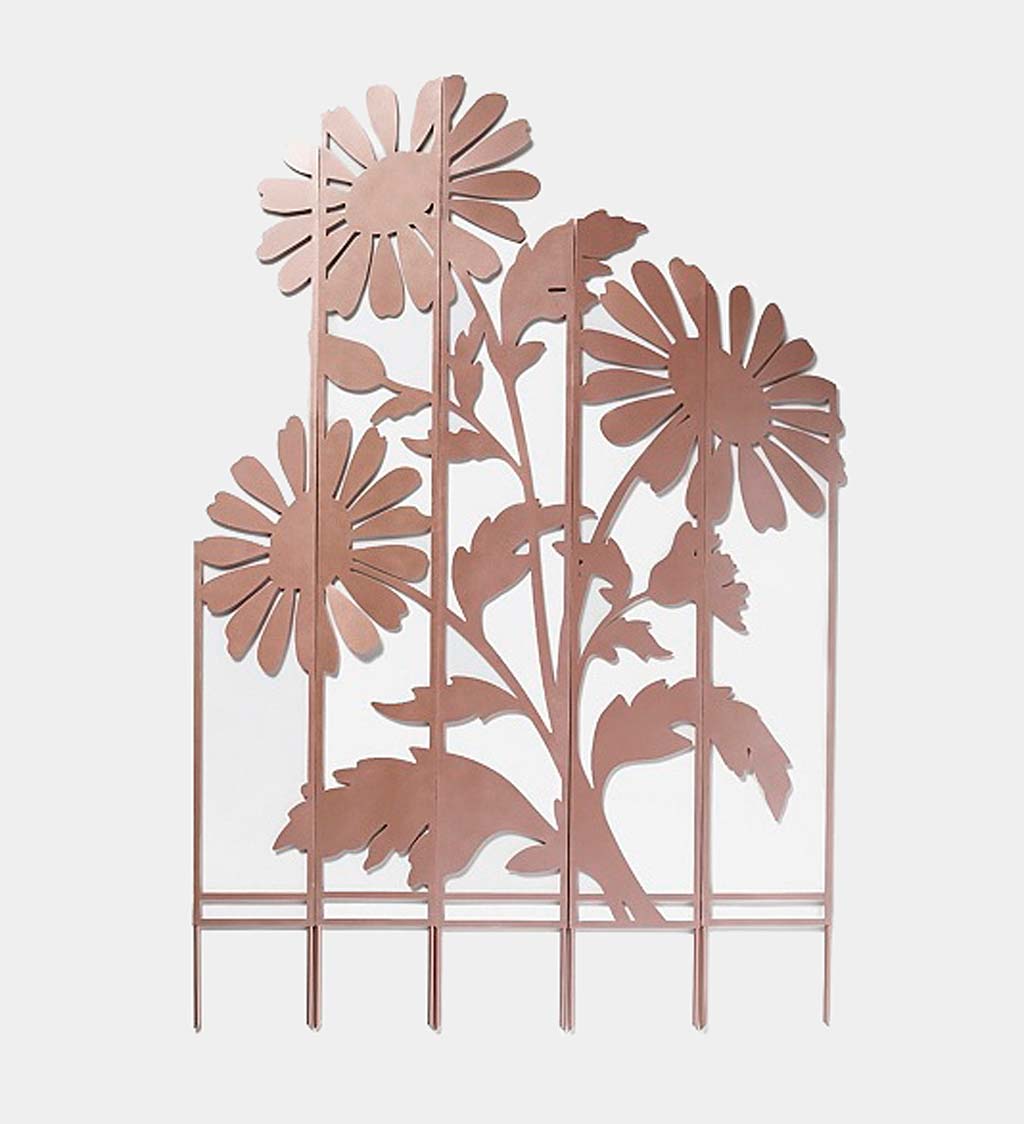 Five-Panel Metal Laser-Cut Flowers Garden Stake