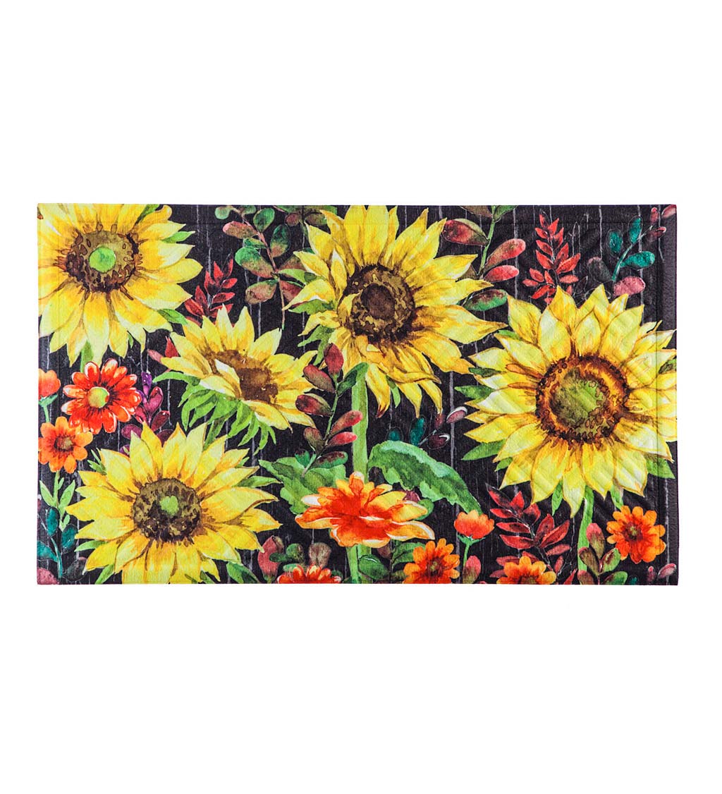 Indoor/Outdoor Fall Sunflowers Embossed Floor Mat