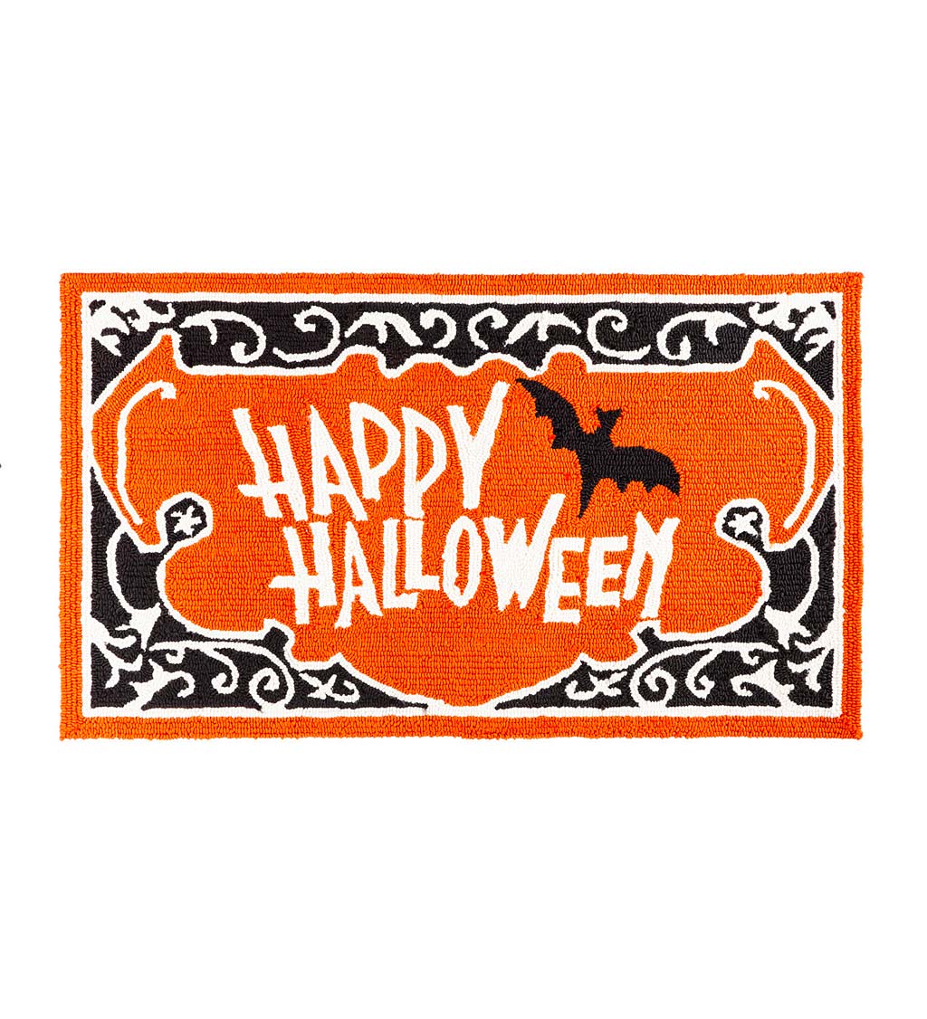 Indoor/Outdoor Hooked Happy Halloween Rug, 24" x 42"